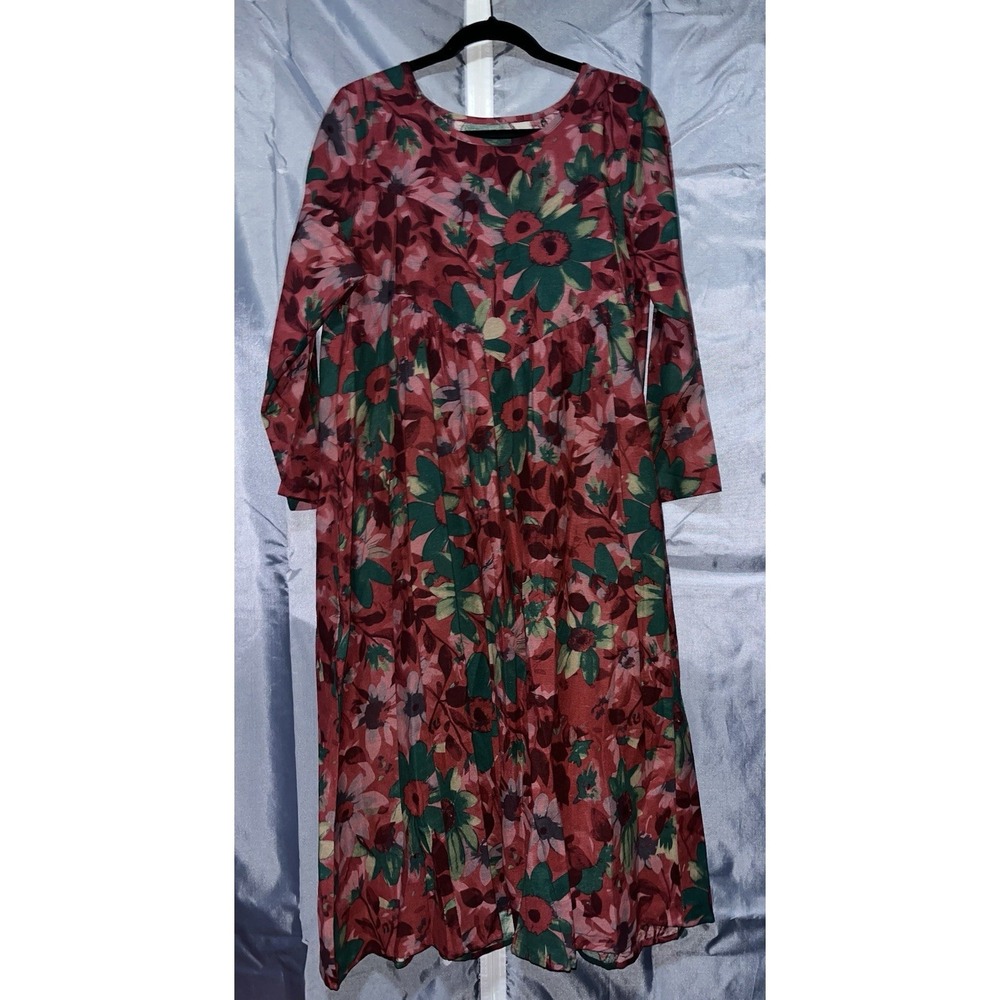 NWOT Boutique 100% Linen Floral Botanical Maxi Dress with Pockets